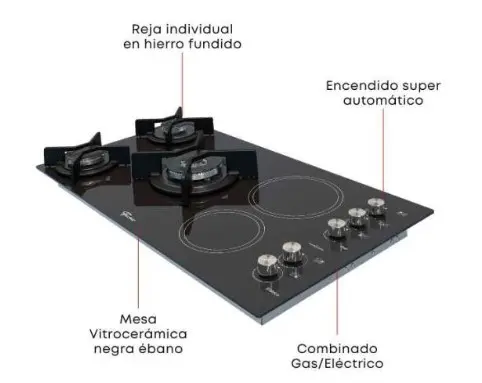 COOKTOP FISCHER 5 HORNALLAS PLATINIUM TRIPLE LLAMA