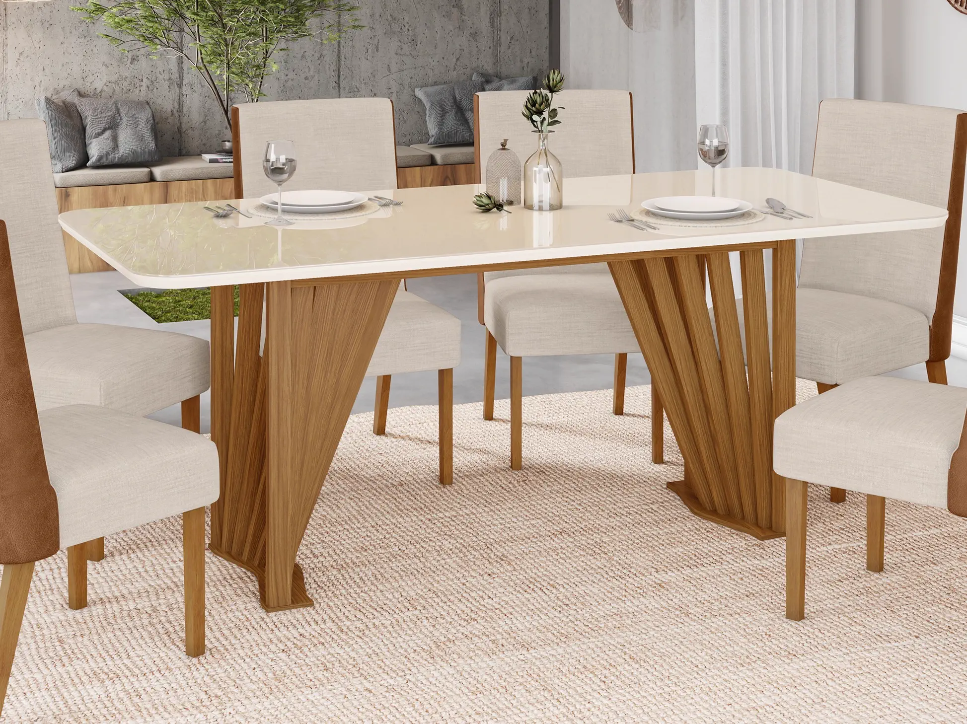 JUEGO DE COMEDOR 6 SILLAS ADRIANA ANNE HENN NT/CUE