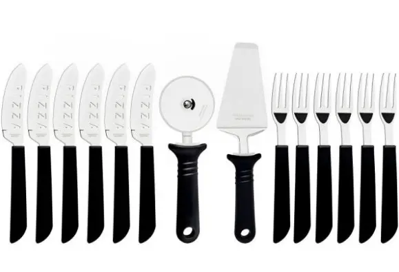 T25099H JUEGO PIZZA CUB. NEG. 14P TRAMONTINA
