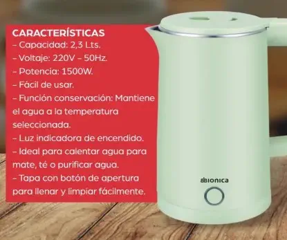 HERVIDORA BIONICA 2.3 LTS MANIJA CUADRADA VERDE CL