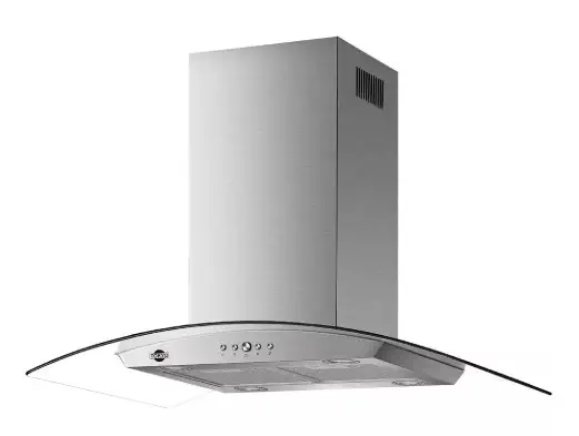 CAMPANA ISLA TOKYO VDRIO CURVO INOX