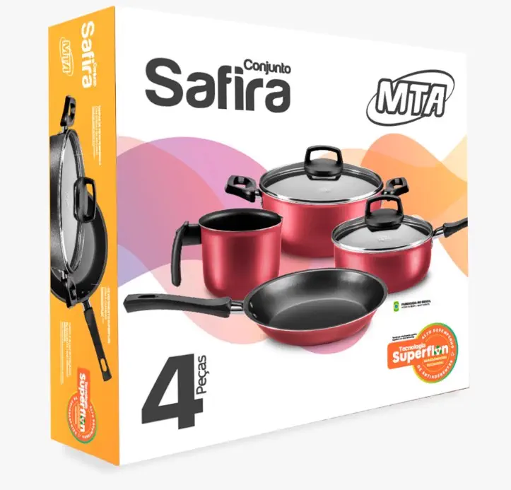 JUEGO DE OLLA SAFIRA CHERRY  4 PIEZAS MTA