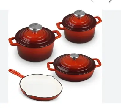 OLLA DE HIERRO ESMALTADO 7 PIEZAS ROJO