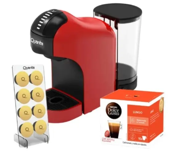 CAFETERA QUANTA QTCMC50 C/ PORTA ROJO C/ 10 CAPSUL