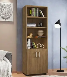 LIVREIRO OFFICE LEAO MARRON FREIJO C/ PUERTA