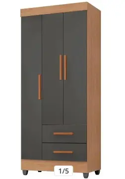 ROPERO 3 PTS LITE LEAO NATURE/CINZA