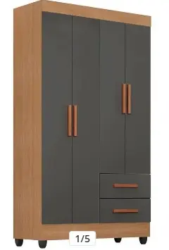 ROPERO 4 PTS LITE LEAO NATURE/CINZA